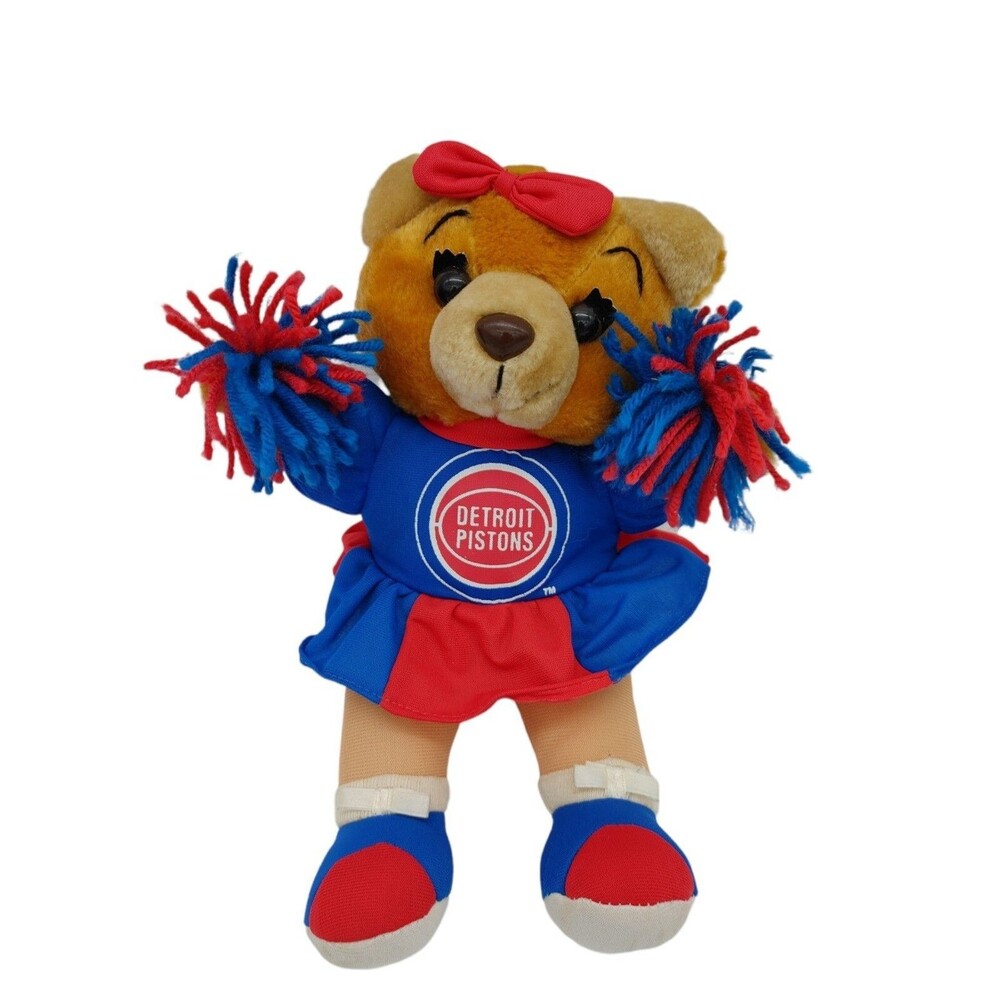 Vintage 1994 Detroit Pistons Cheerleader Teddy Bear Plush 8" NBA Play By Play